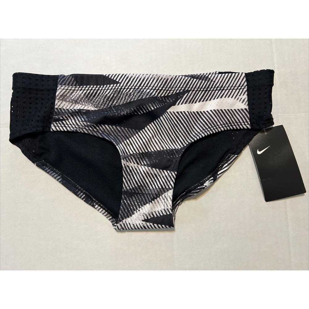 NIKE Black & White Hipster Bikini Bottoms Mesh Sides Women's SZ Small